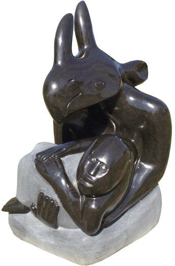 Animal child conservation African culture - Spirit Rhino sculpture by Sylvester Mubayi from Zimbabwe - main image
