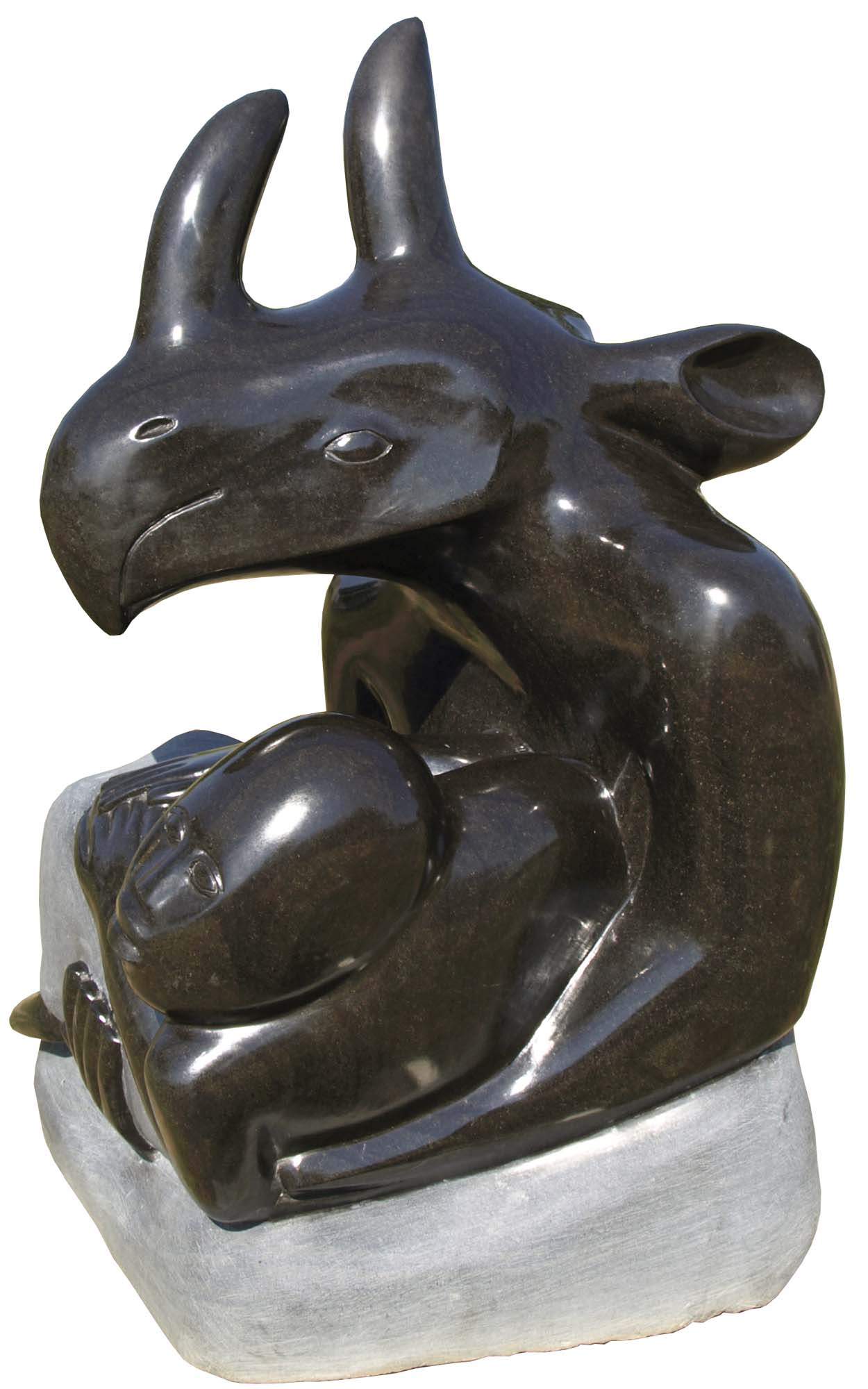 Animal child conservation African culture - Spirit Rhino sculpture by Sylvester Mubayi from Zimbabwe - right side