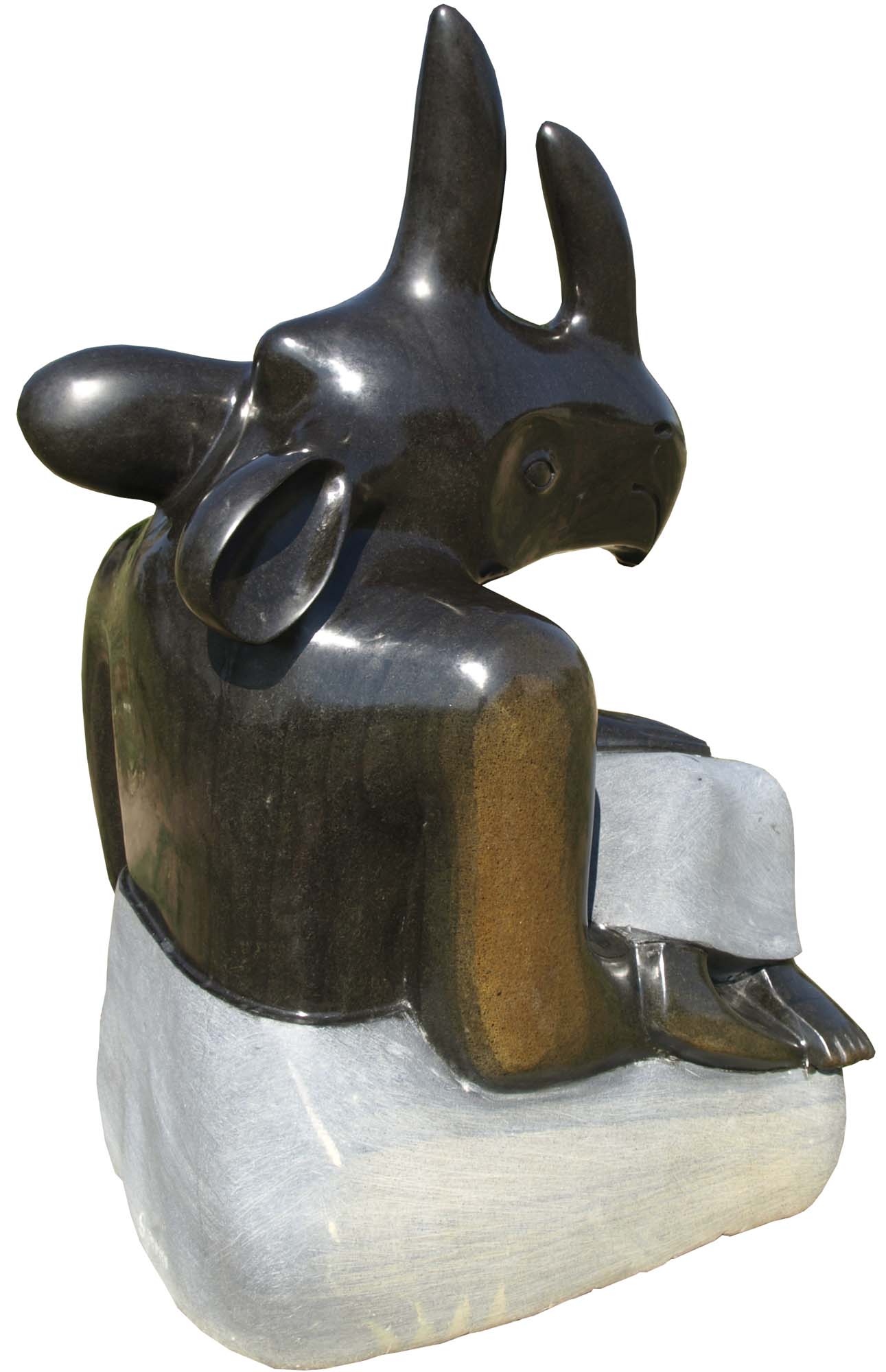 Animal child conservation African culture - Spirit Rhino sculpture by Sylvester Mubayi from Zimbabwe - back right