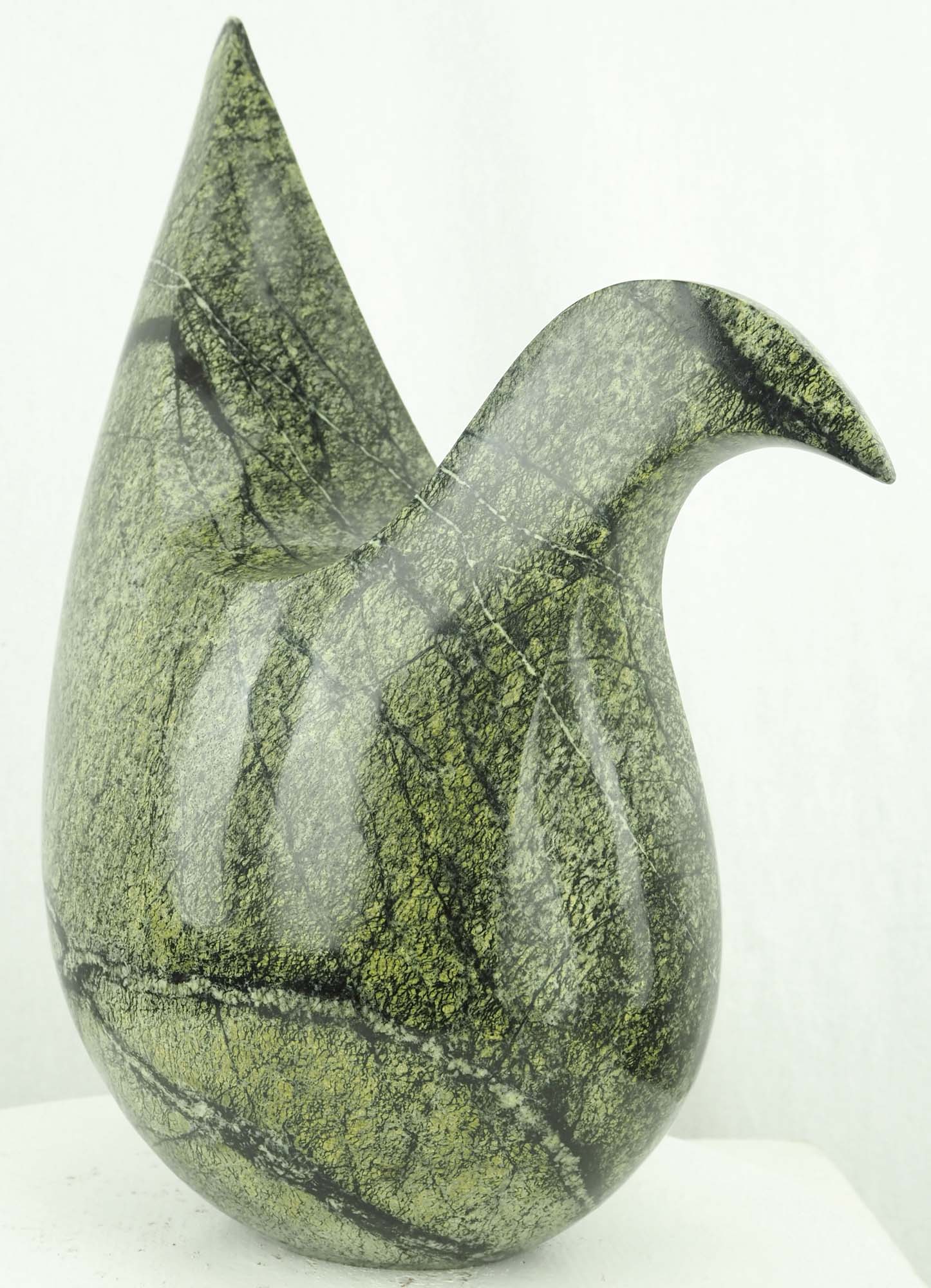 Unique bird sculpture stone carving - Contented Hen by Nesbert Mukomberanwa - side 1 from right