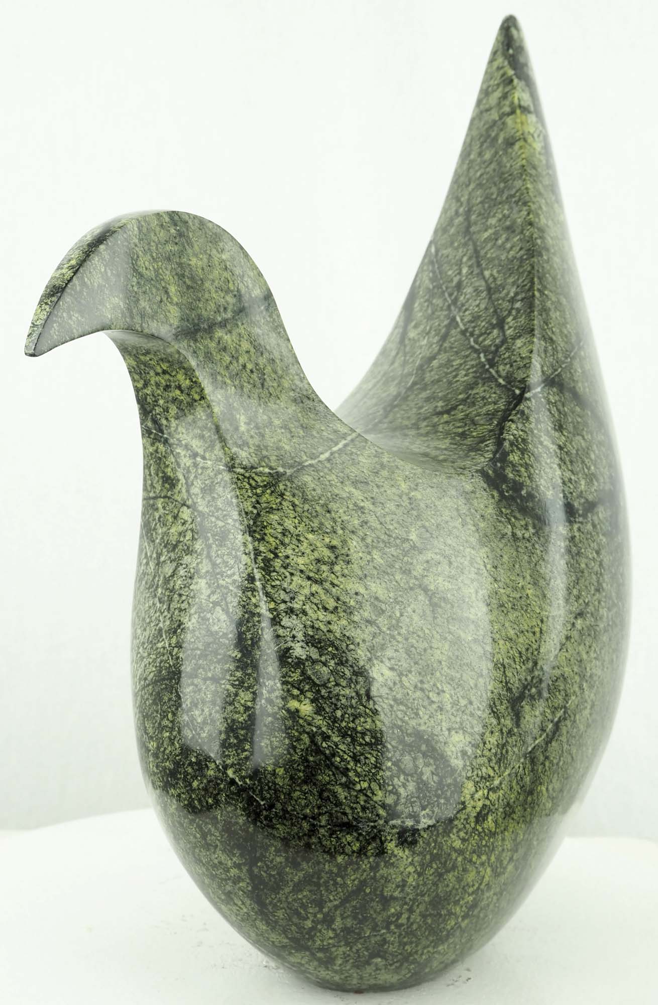 Unique bird sculpture stone carving - Contented Hen by Nesbert Mukomberanwa - side 2 from left