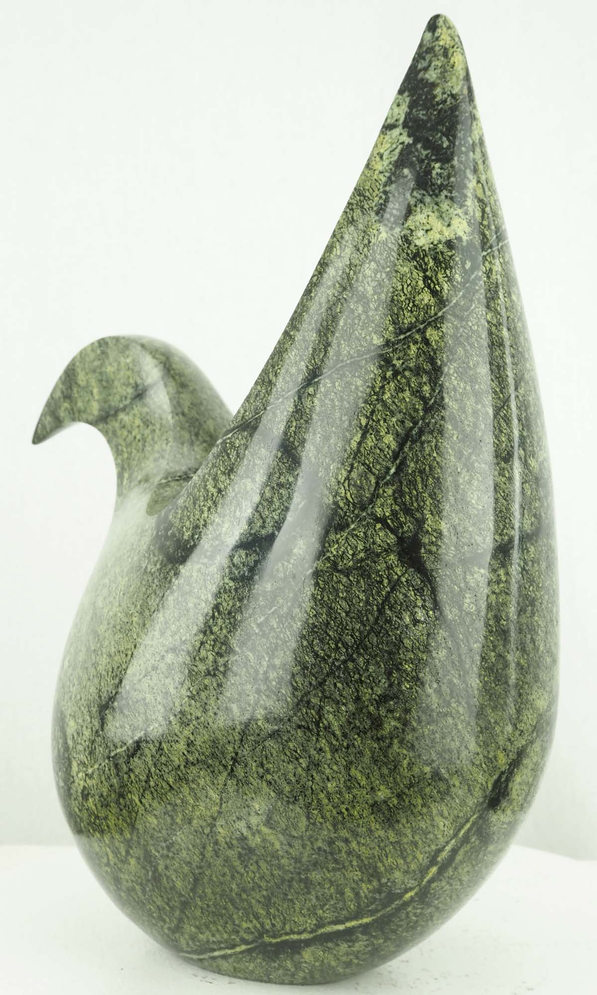 Unique bird sculpture stone carving - Contented Hen by Nesbert Mukomberanwa - side 2 from right