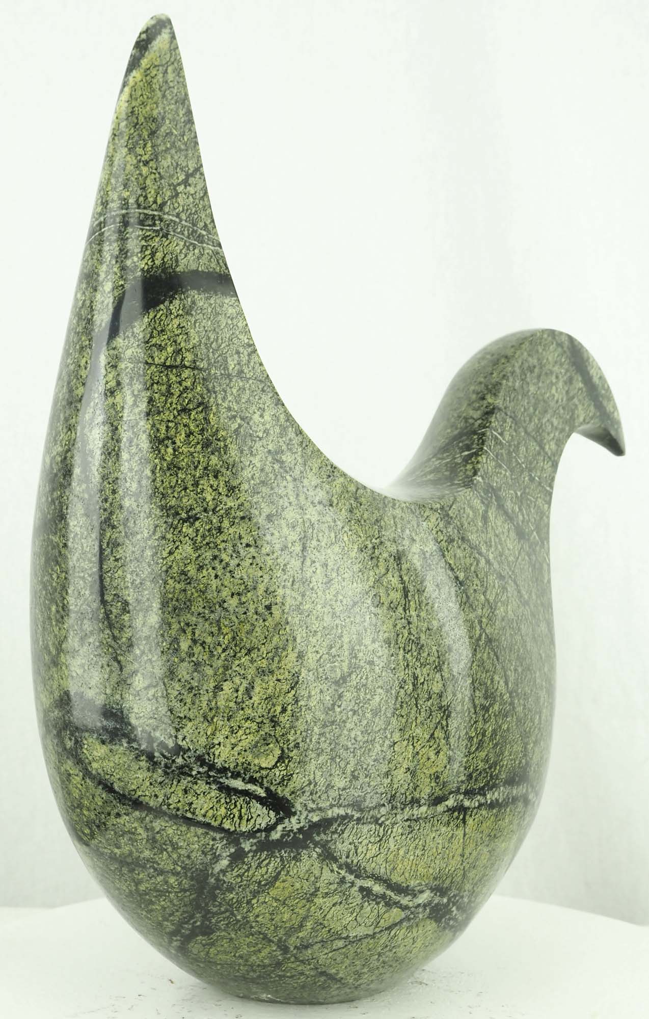 Unique bird sculpture stone carving - Contented Hen by Nesbert Mukomberanwa - side 1 from left