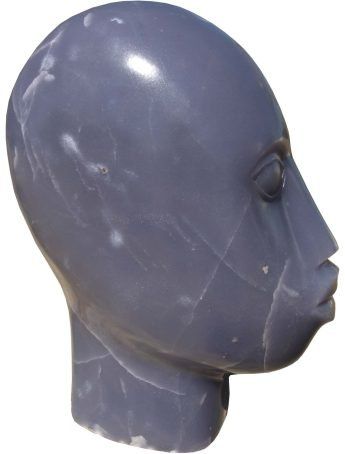 Beautiful Head sculpture by Sylvester Mubayi in purple lepidolite stone - main image
