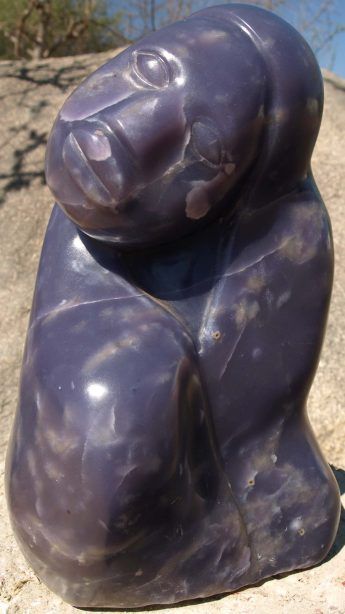 Purple stone lepidolite sculpture Paying Attention by Zimbabwean artist Sylvester Mubayi - main image