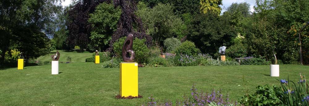 Shona stone sculpture exhibition at UK garden in Hertfordshire