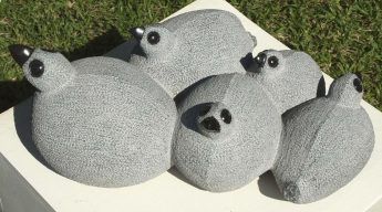 Stone garden bird sculpture - Family Together by Royal Katiyo from Zimbabwe - main image