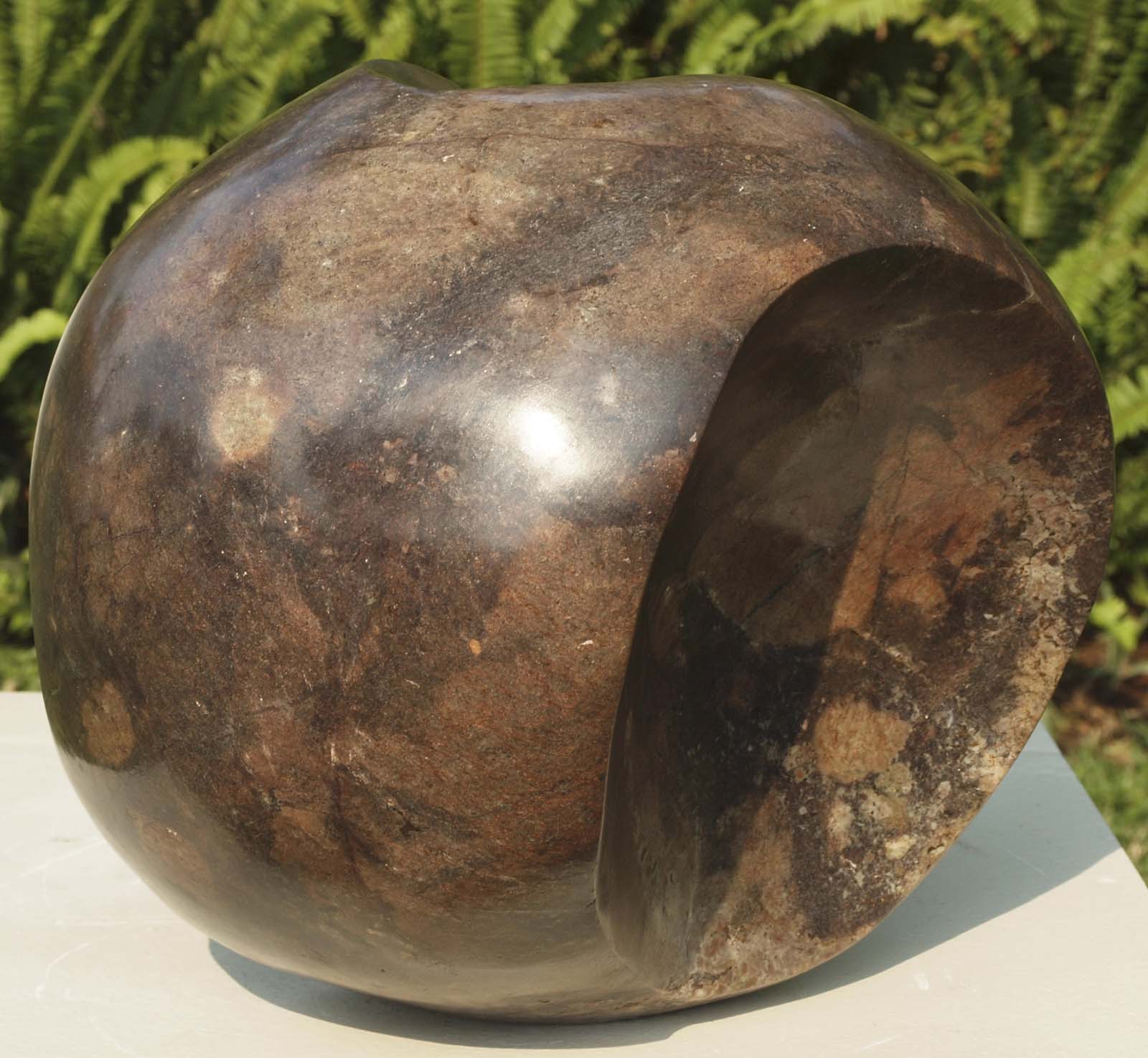 Affordable abstract purple stone sculpture - Personal Transformation by Tanyanyiwa Nyandoro - back