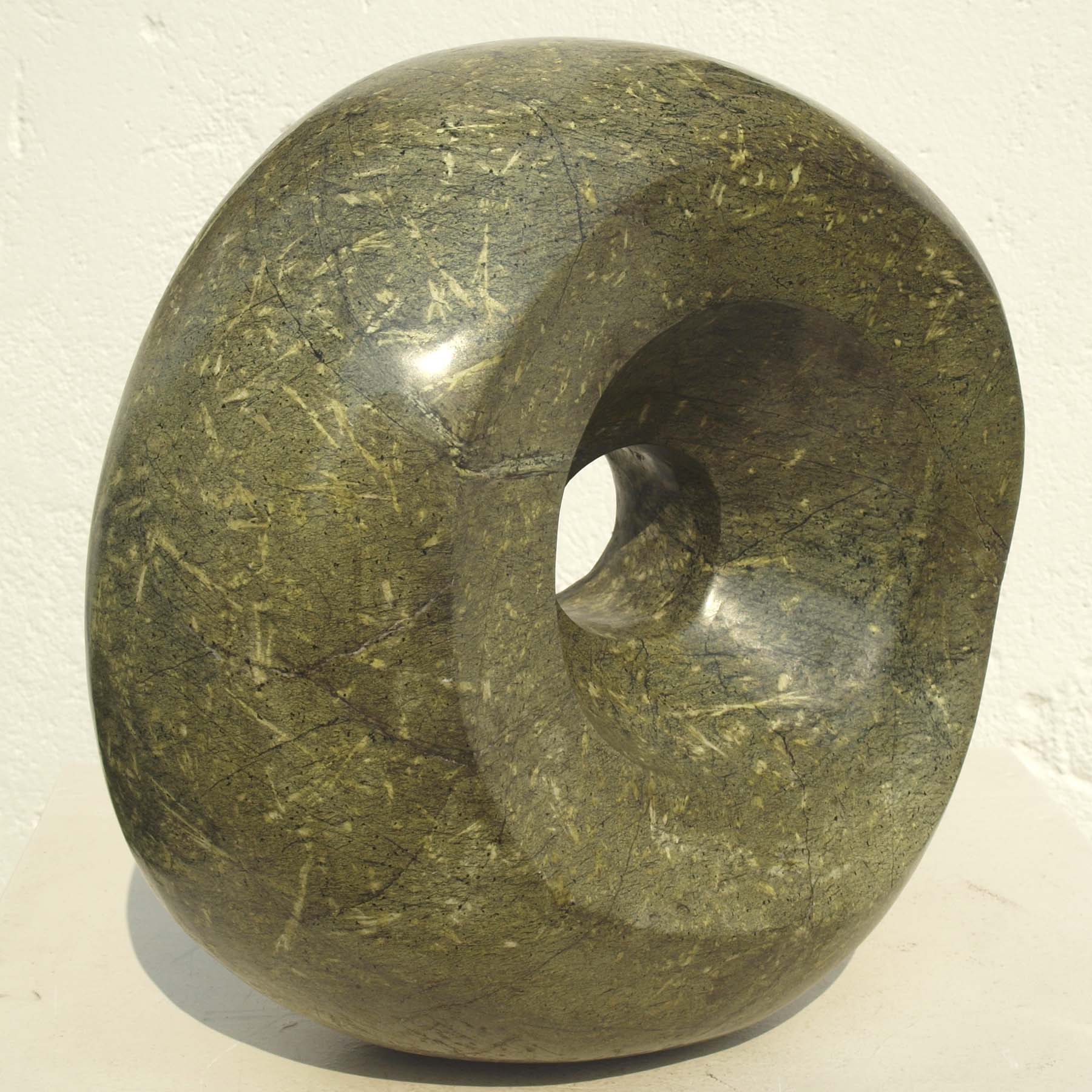 Abstract sculpture affordable art round green - On Top Of Things by Tanyanyiwa Nyandoro - front left
