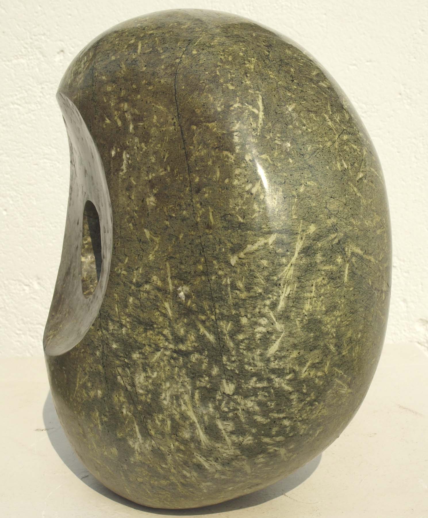 Abstract sculpture affordable art round green - On Top Of Things by Tanyanyiwa Nyandoro - back right