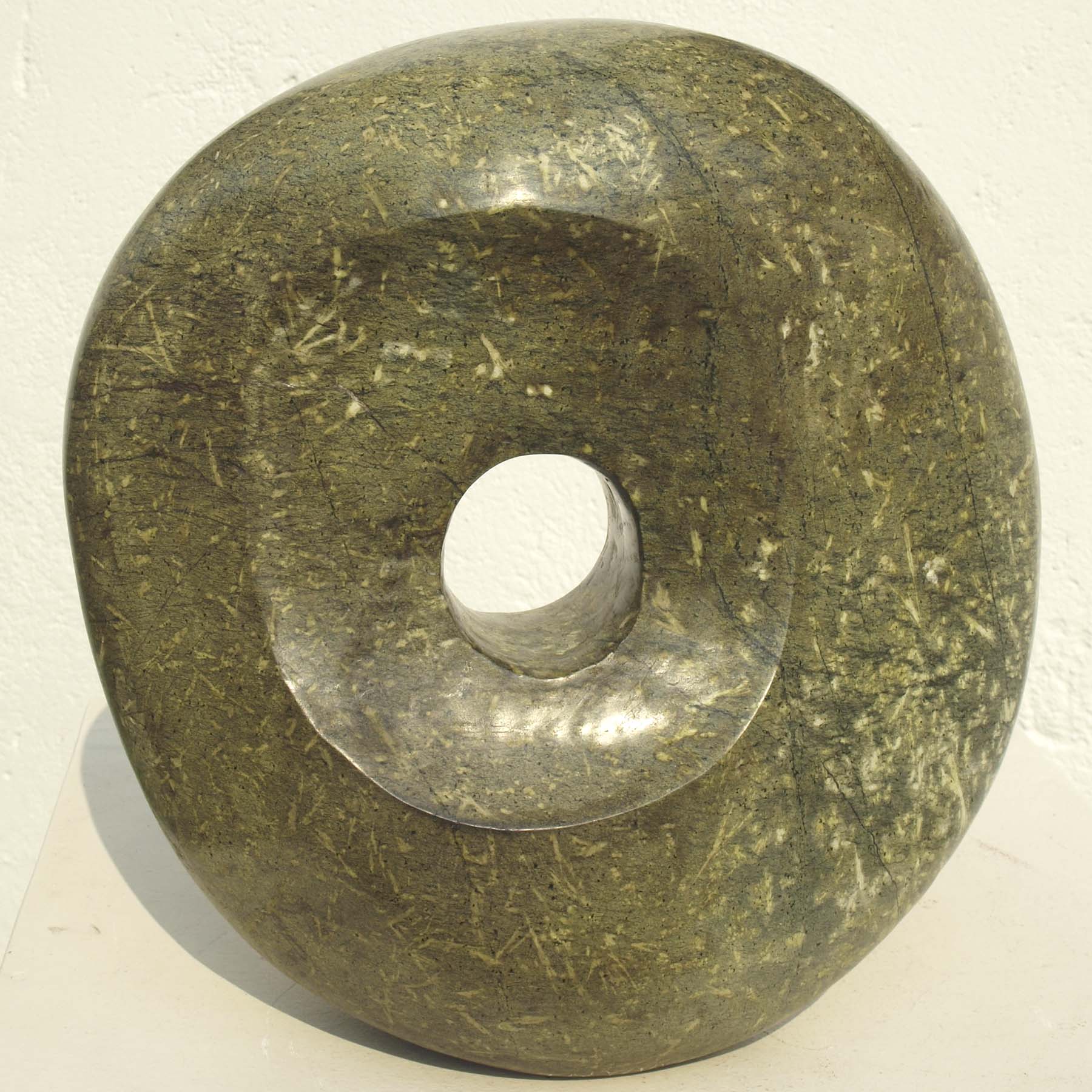 Abstract sculpture affordable art round green - On Top Of Things by Tanyanyiwa Nyandoro - back