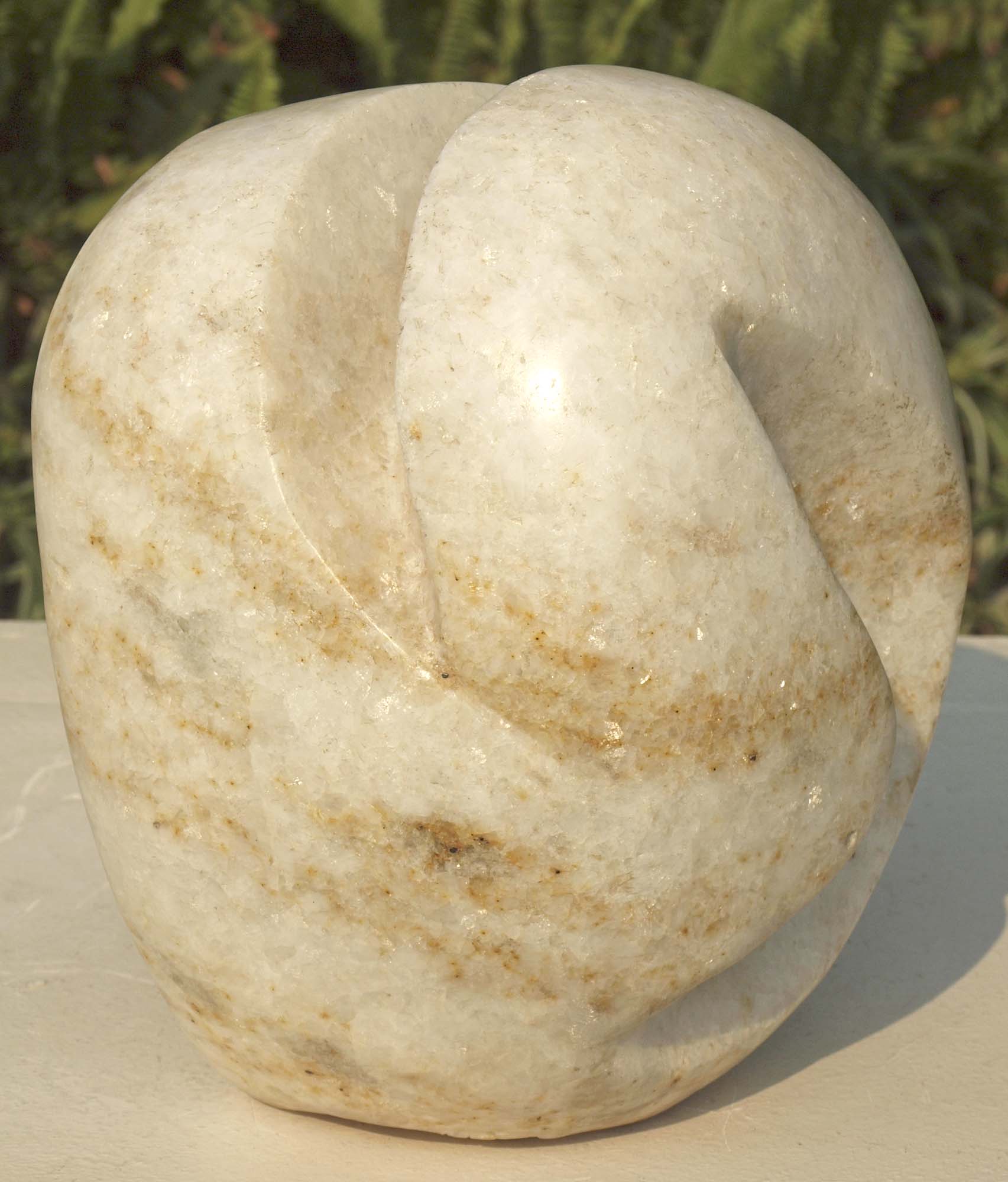 Abstract marble sculpture Blossoming Flower by Zimbabwean artist Tanyanyiwa Nyandoro - front left