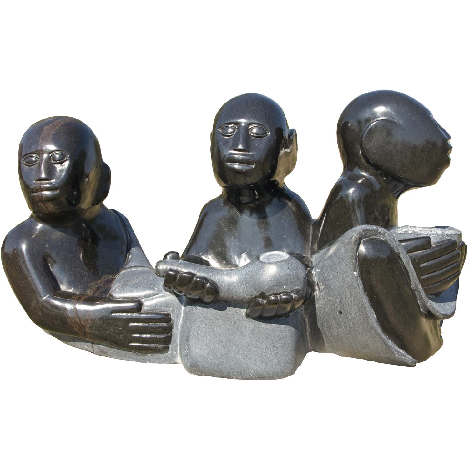 Zimbabwe Shona stone sculpture 'Celebrating Family' by Sylvester Mubayi - front