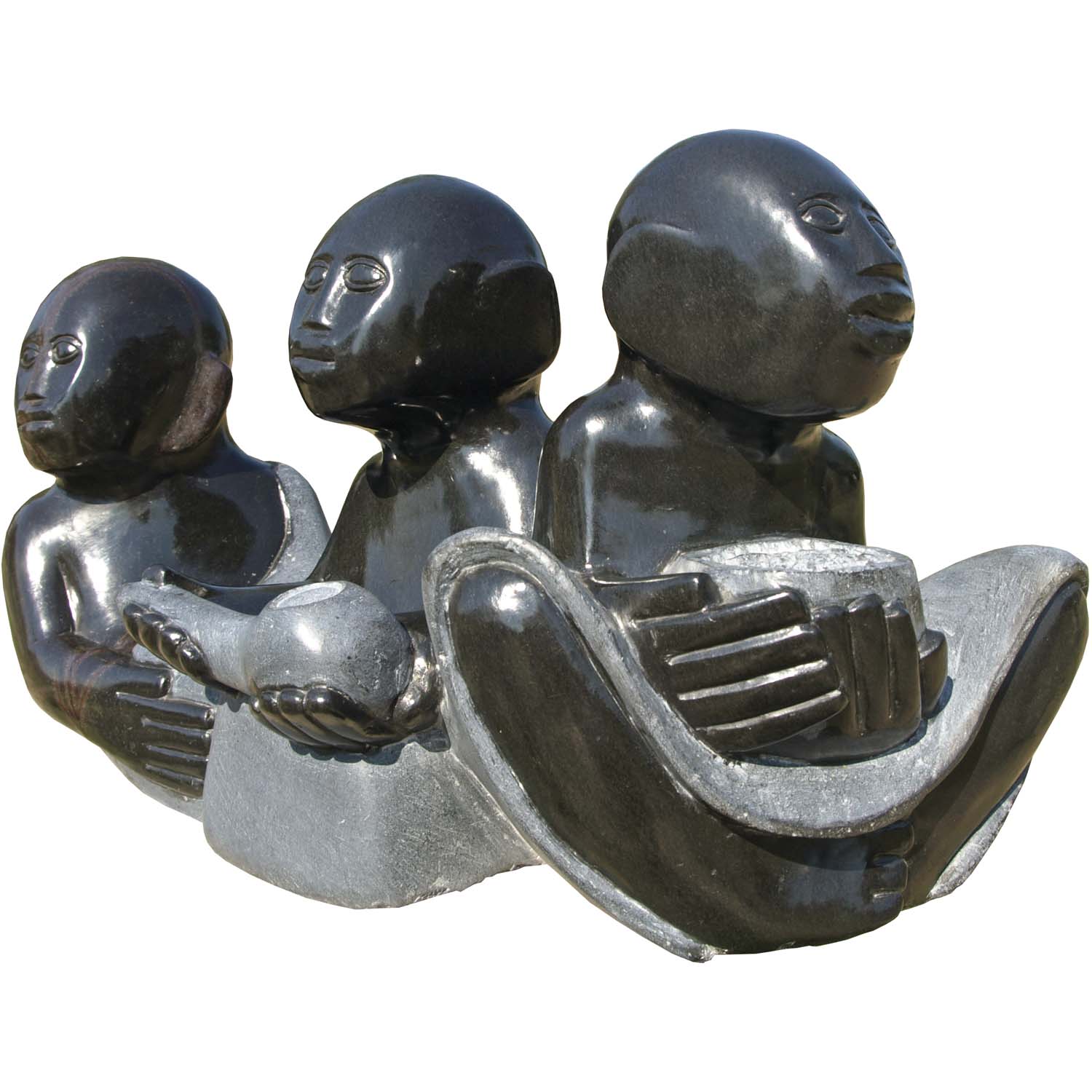 Zimbabwe Shona stone sculpture 'Celebrating Family' by Sylvester Mubayi - front right
