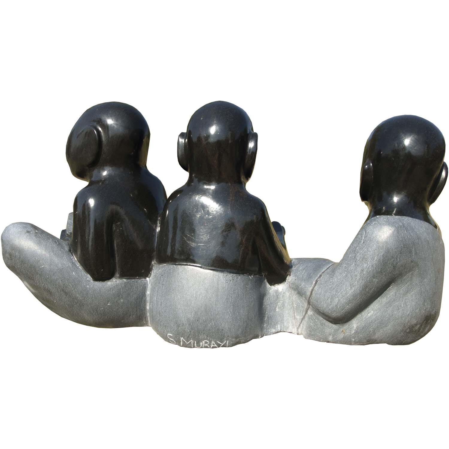 Zimbabwe Shona stone sculpture 'Celebrating Family' by Sylvester Mubayi - back
