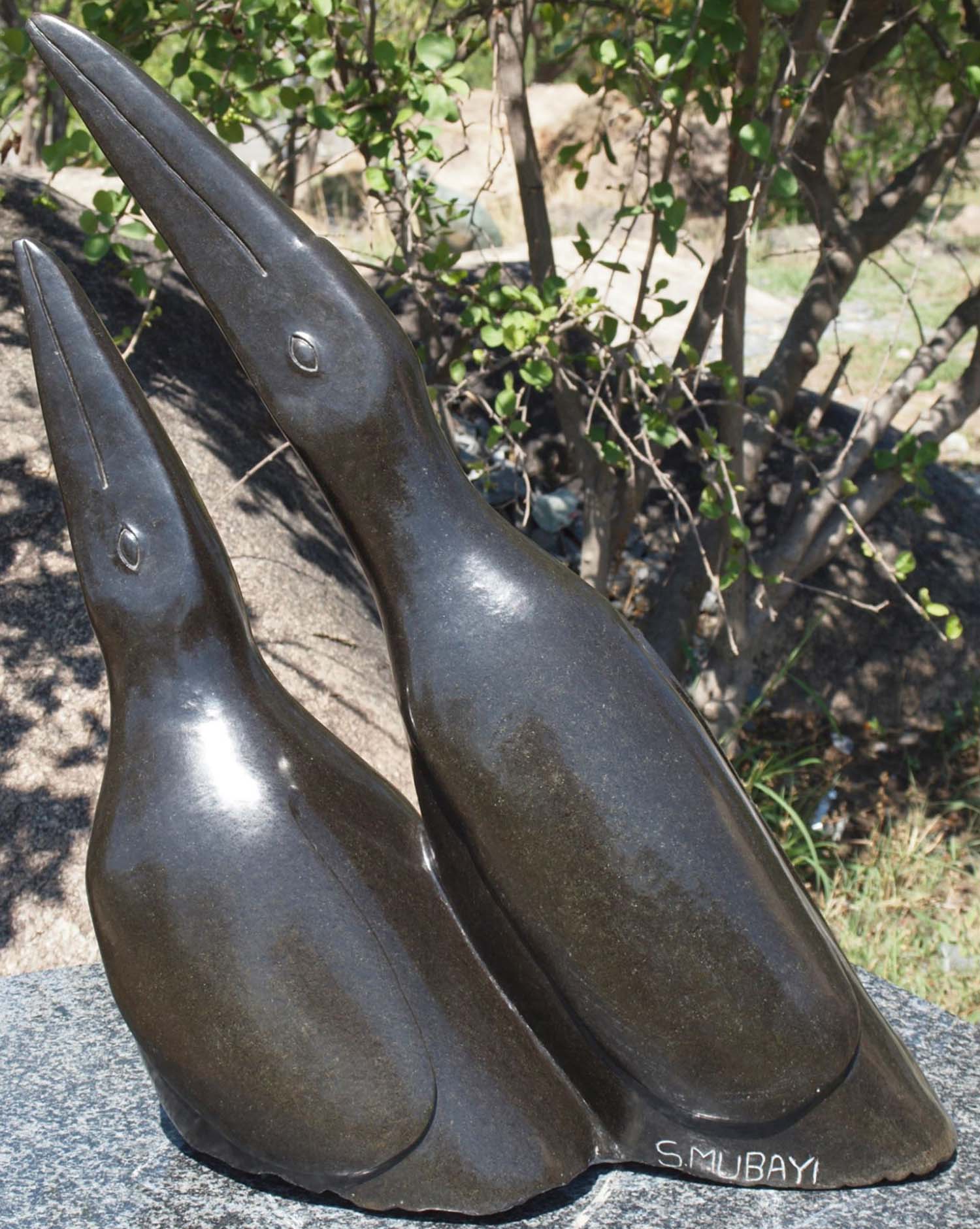 Stone sculpture of birds 'Lovers' by Sylvester Mubayi from Zimbabwe - right side