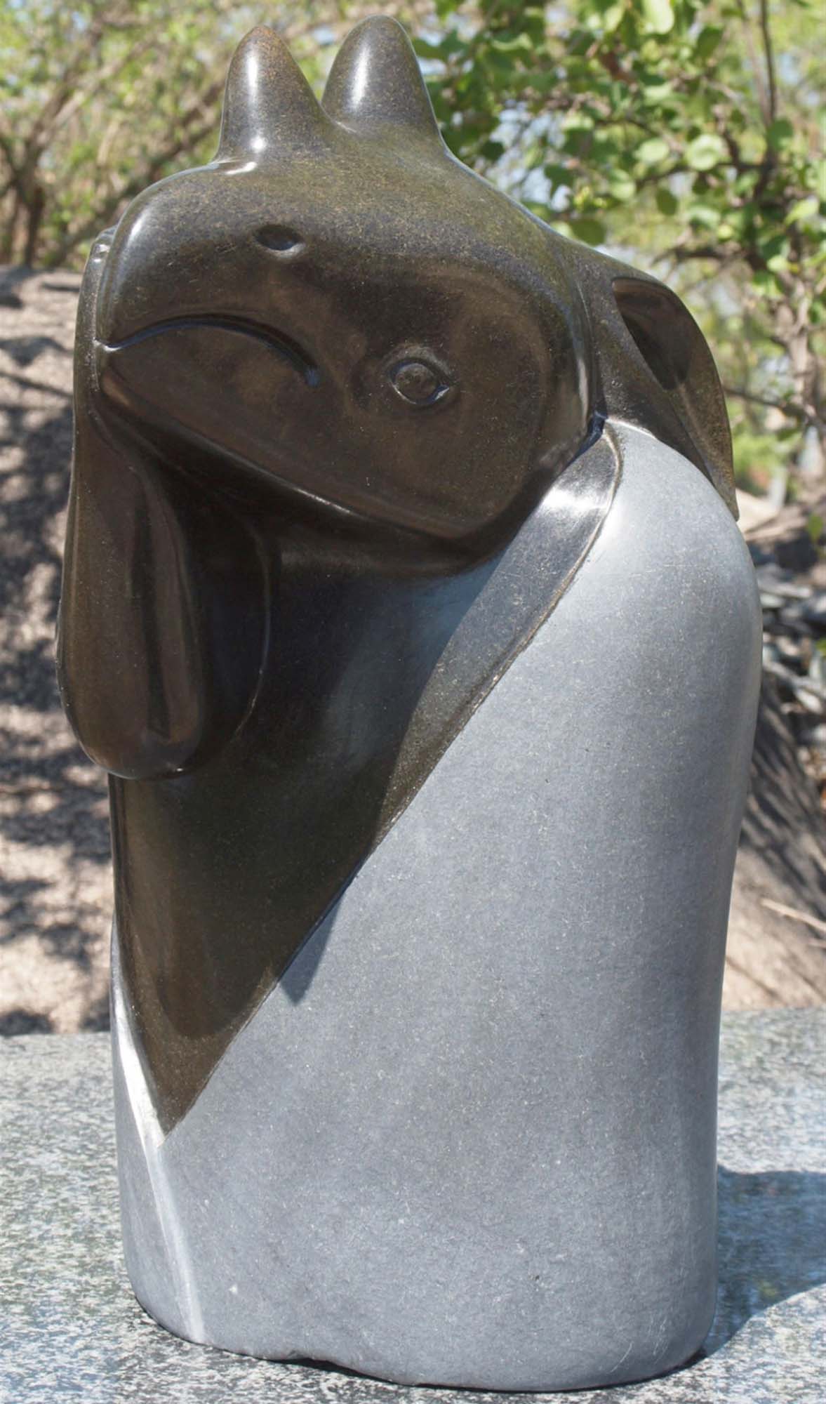 Rhino sculpture art carving - I'm Thinking Of Something by Sylvester Mubayi - front right