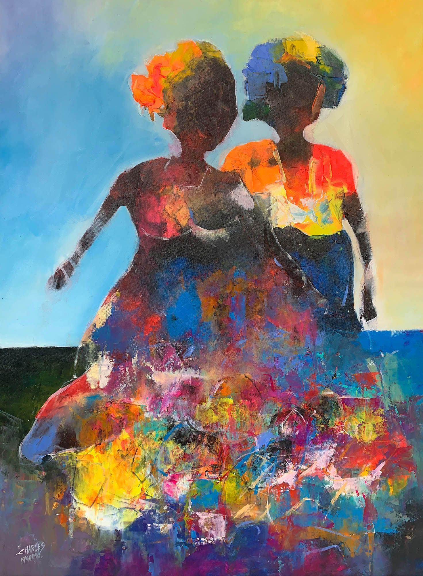 'Evening Sale' by Charles Nkomo - original oil painting