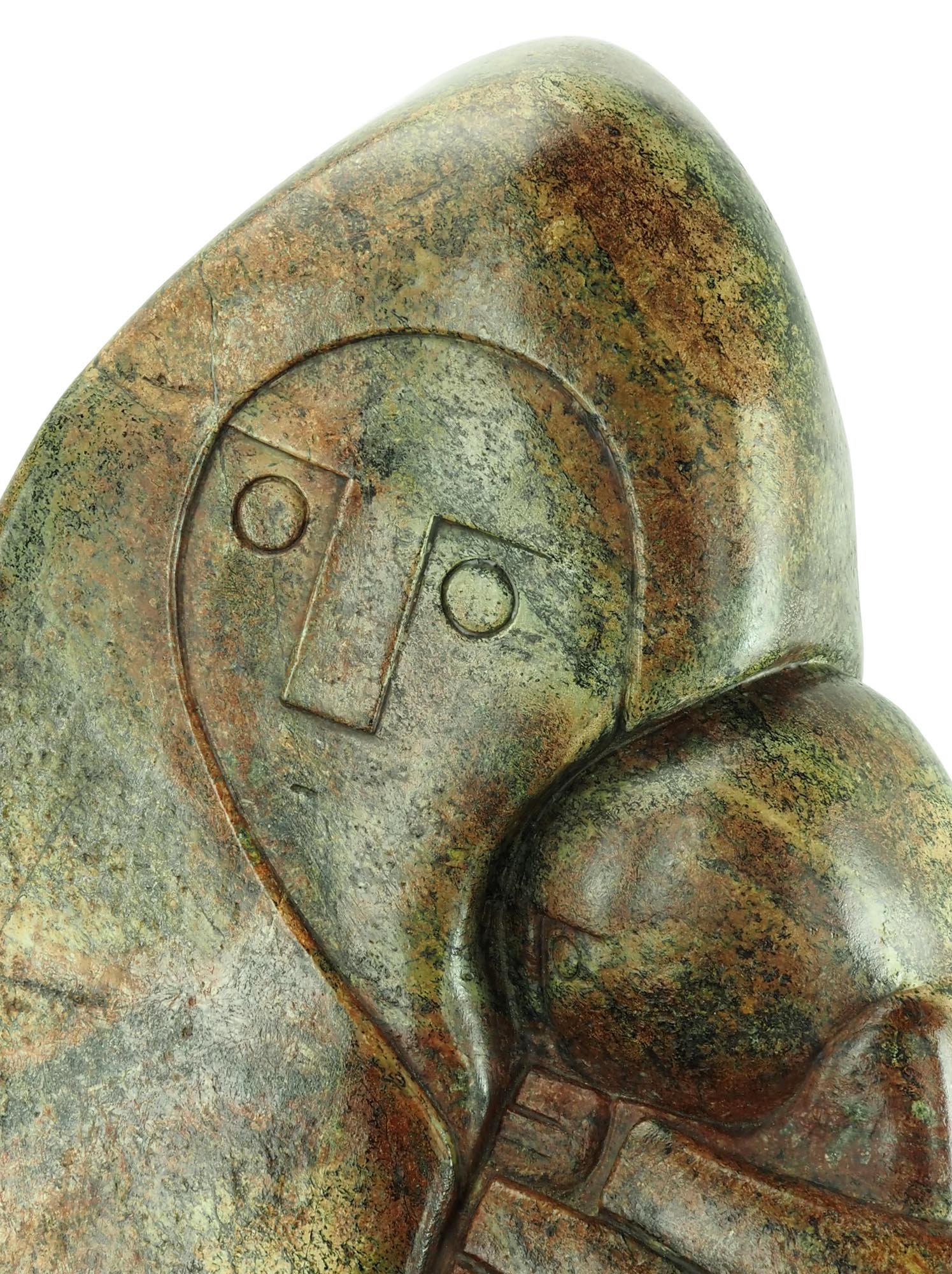 Zimbabwe Shona stone sculpture carving Mother And Baby child by Henry Munyaradzi - close up