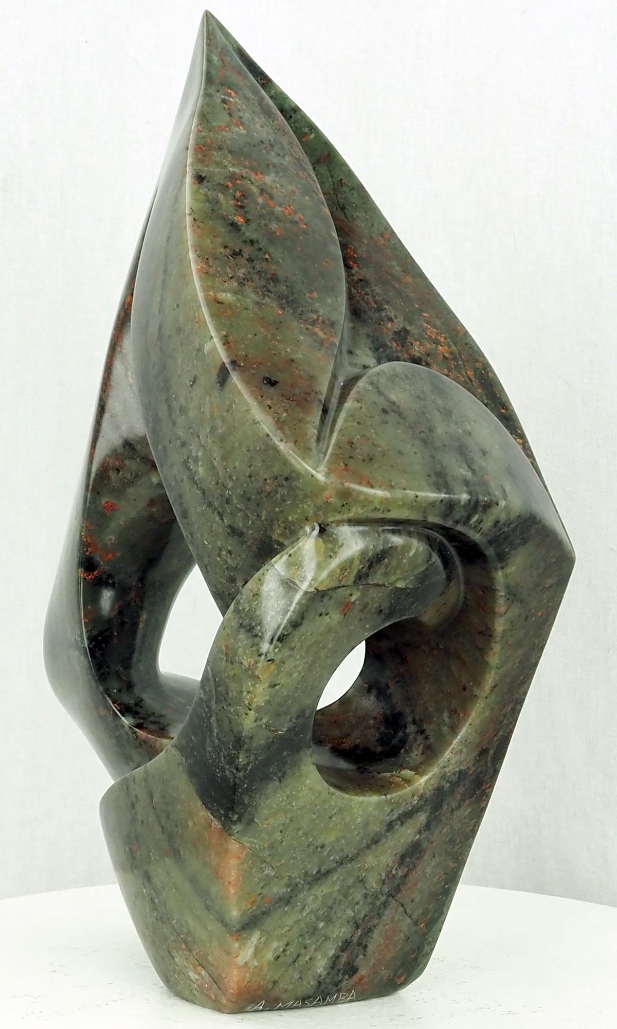 Serpentine stone abstract African carving - Blessed Family by Antony Masamba - image 6