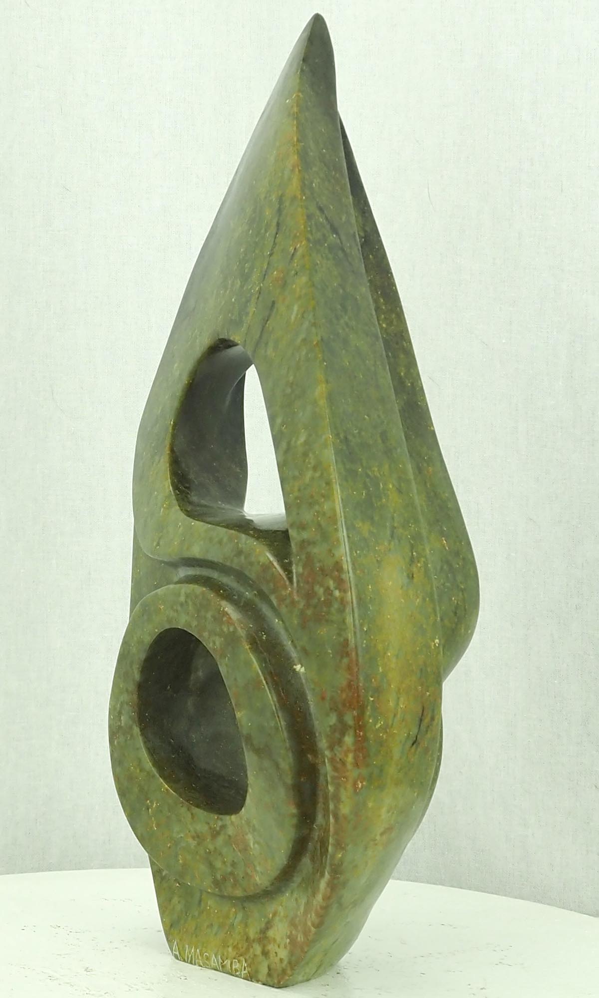 Unique African art stone carving - Humble Beginnings by Antony Masamba - back right