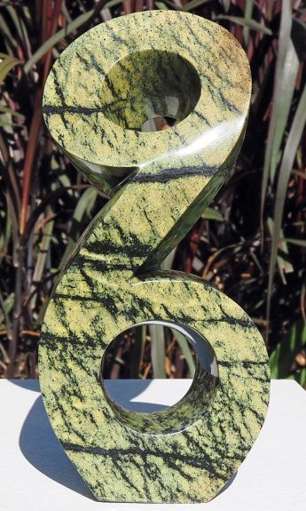 Green stone unique art Shona sculpture carving - Together We Grow by Charles Kowo - front