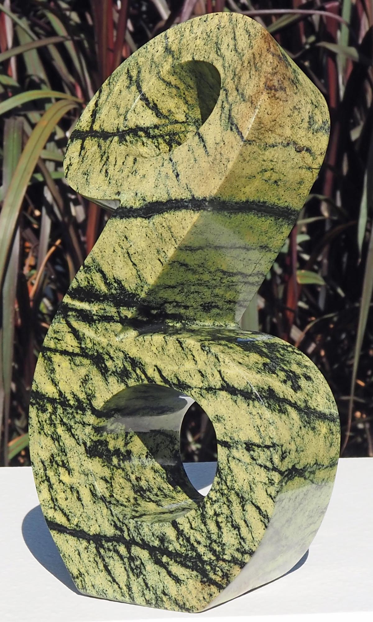 Green stone unique art Shona sculpture carving - Together We Grow by Charles Kowo - front right
