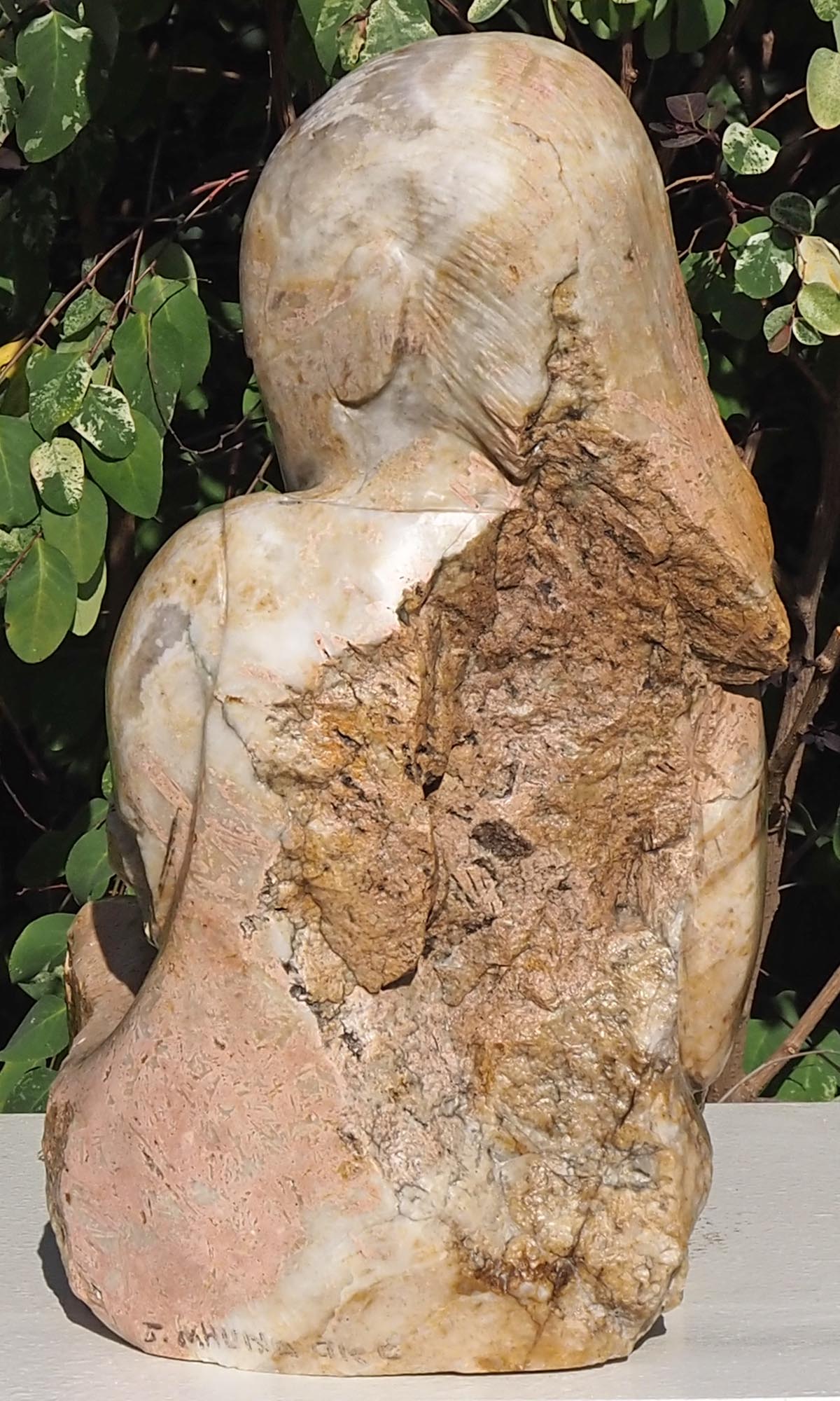 Sculpture child girl reading pink stone - Lost In The Story by Jonathan Mhondorohuma - image 5