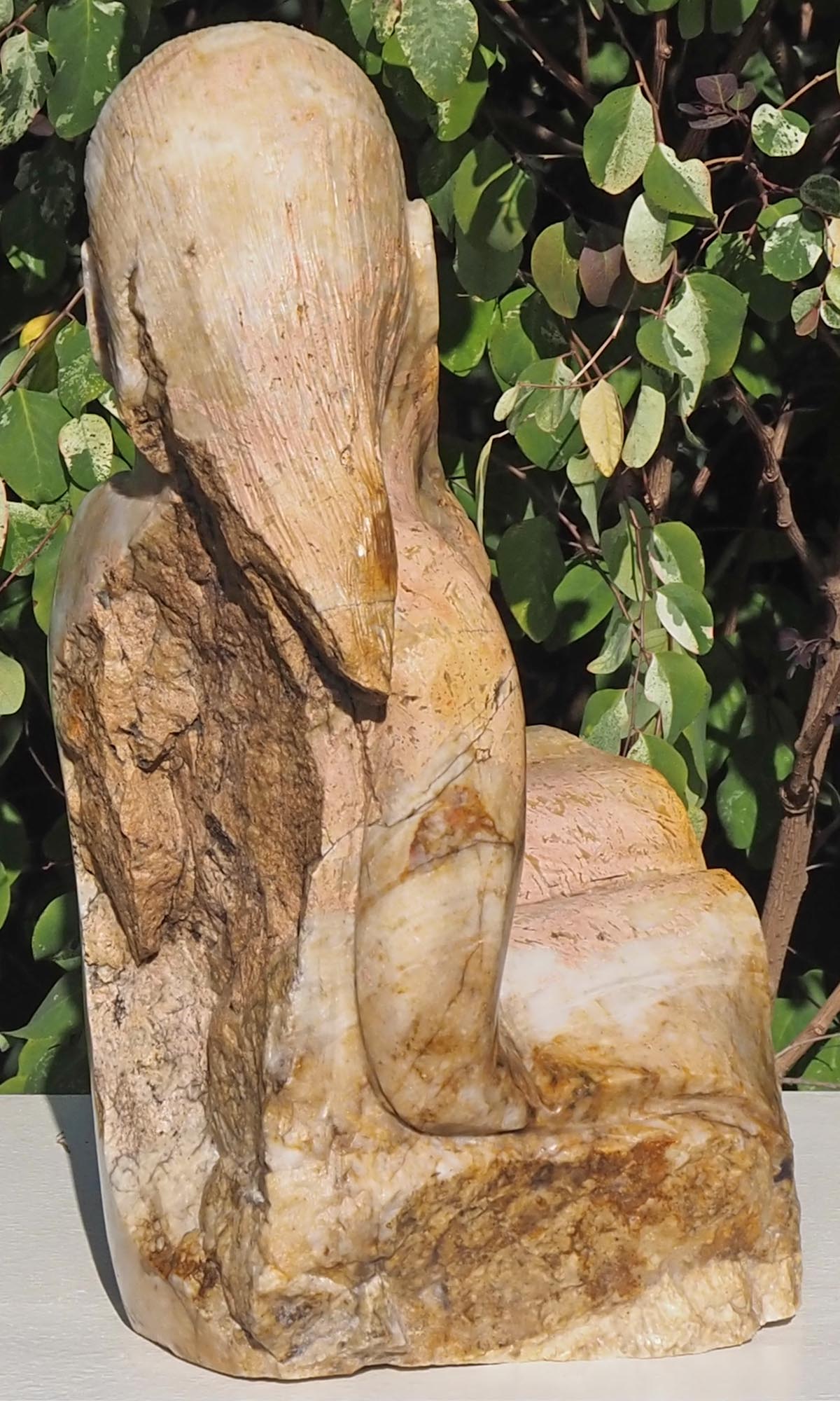 Sculpture child girl reading pink stone - Lost In The Story by Jonathan Mhondorohuma - image 6