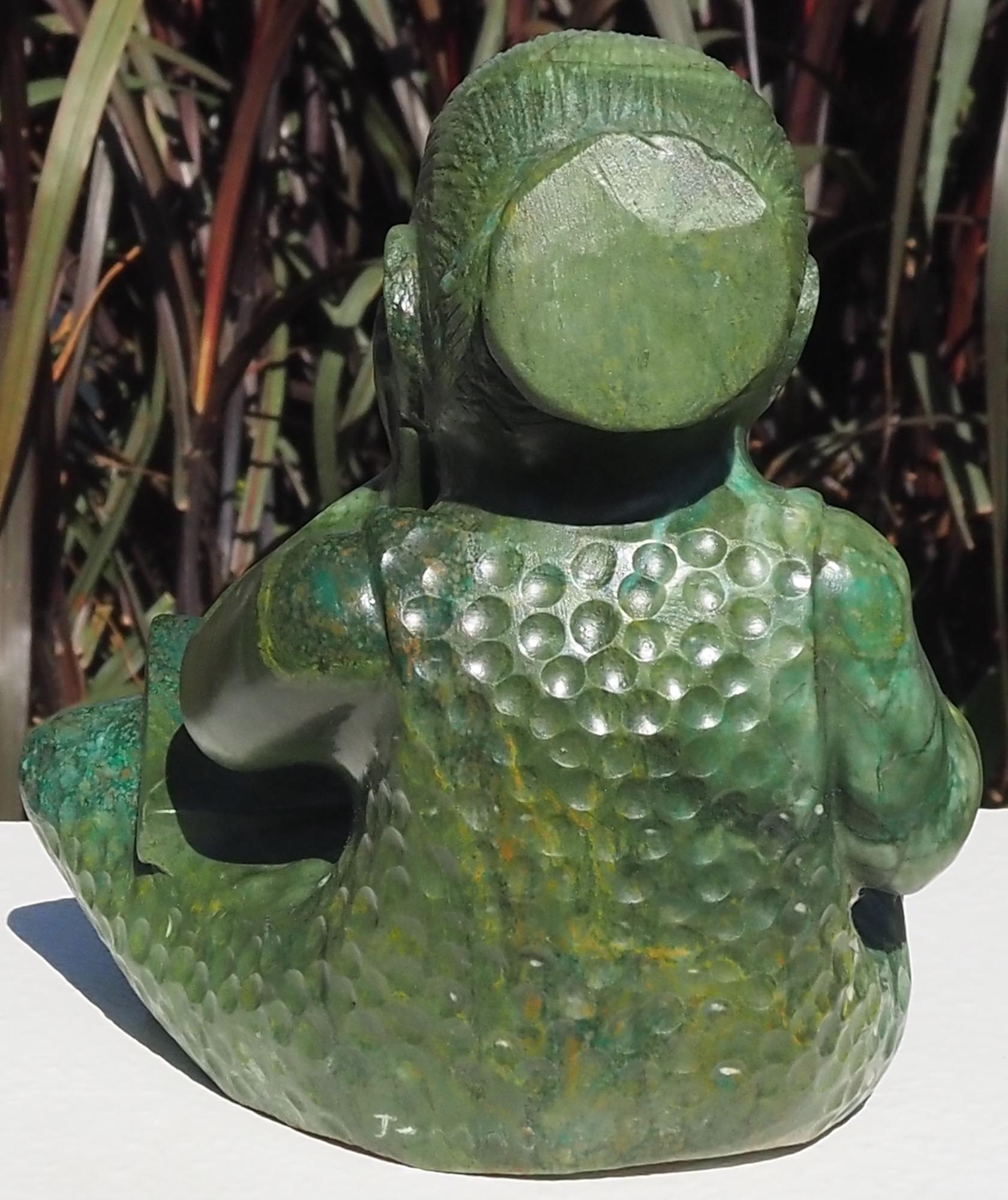 Green stone sculpture child girl book - Writing A Story by Jonathan Mhondorohuma - back