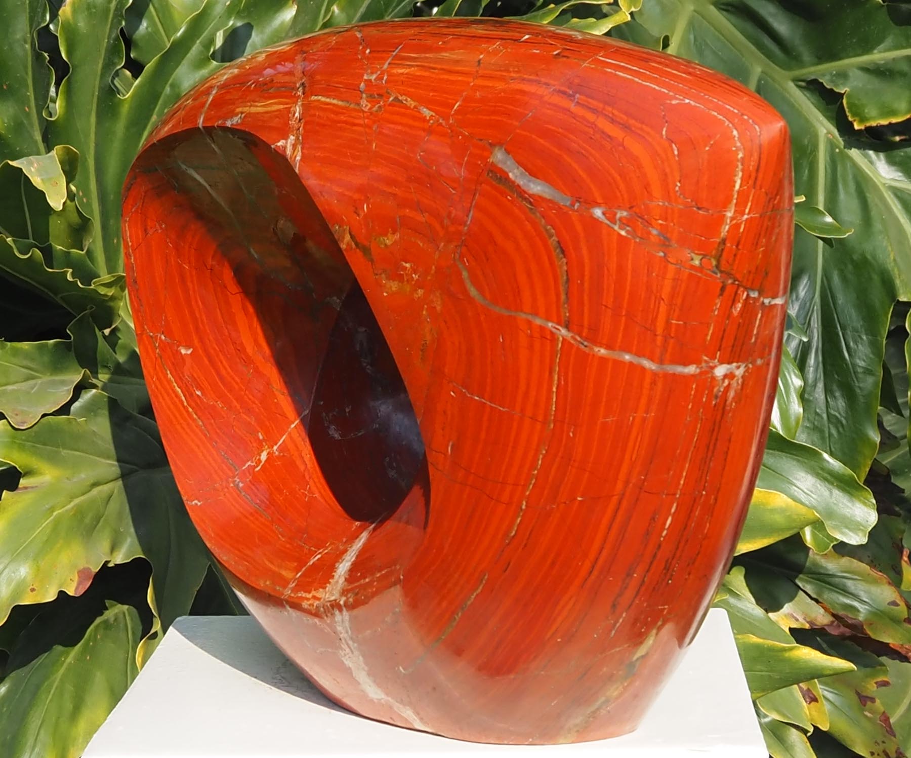 Semi-precious red stone sculpture abstract - Vision by Michael Gwaravaza - right side