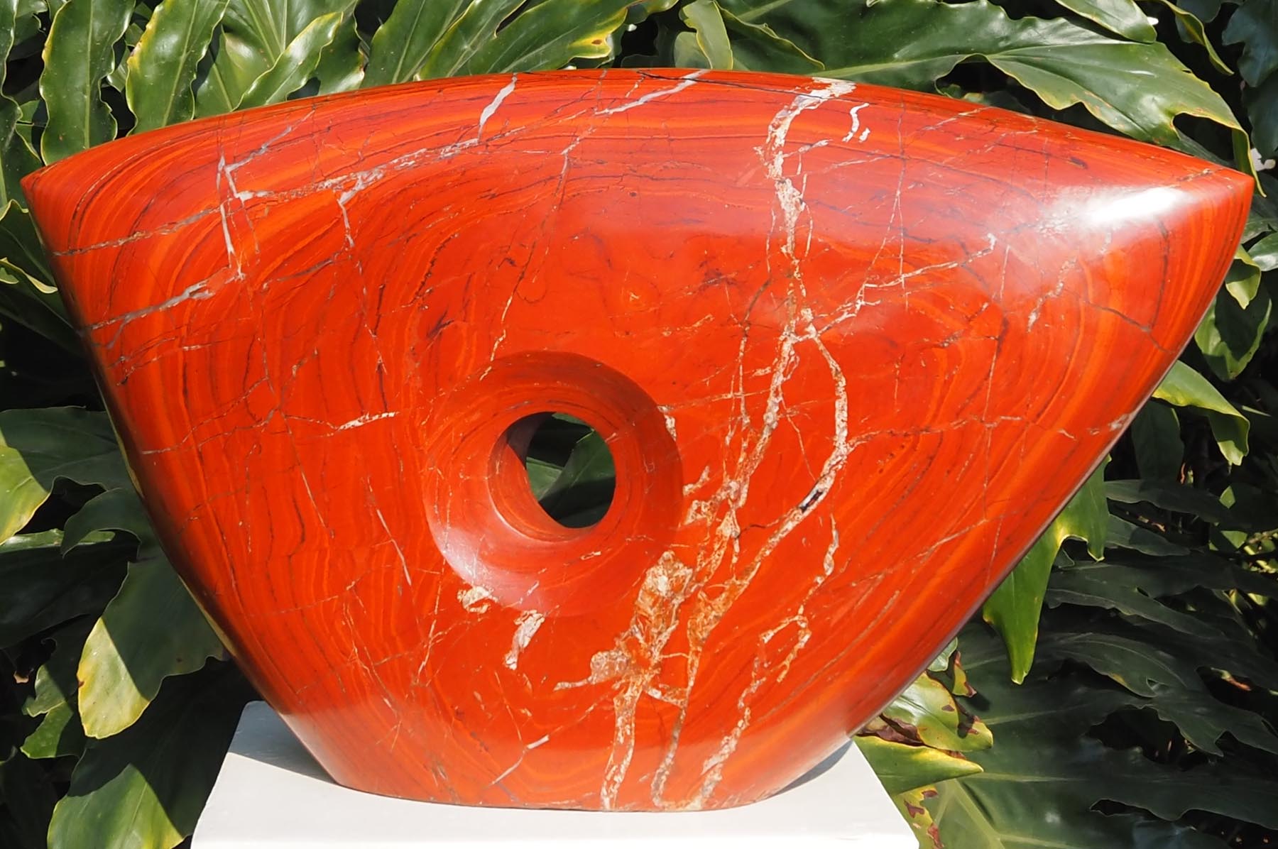 Semi-precious red stone sculpture abstract - Vision by Michael Gwaravaza - back
