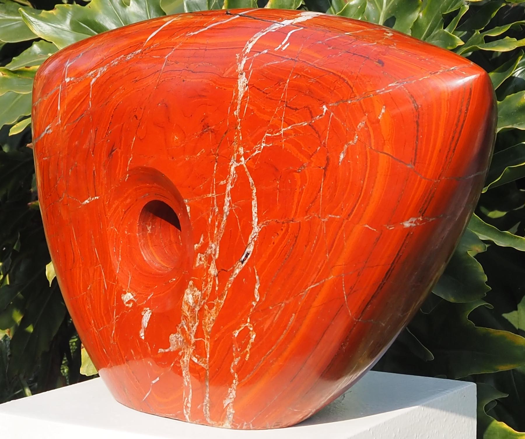 Semi-precious red stone sculpture abstract - Vision by Michael Gwaravaza - back right