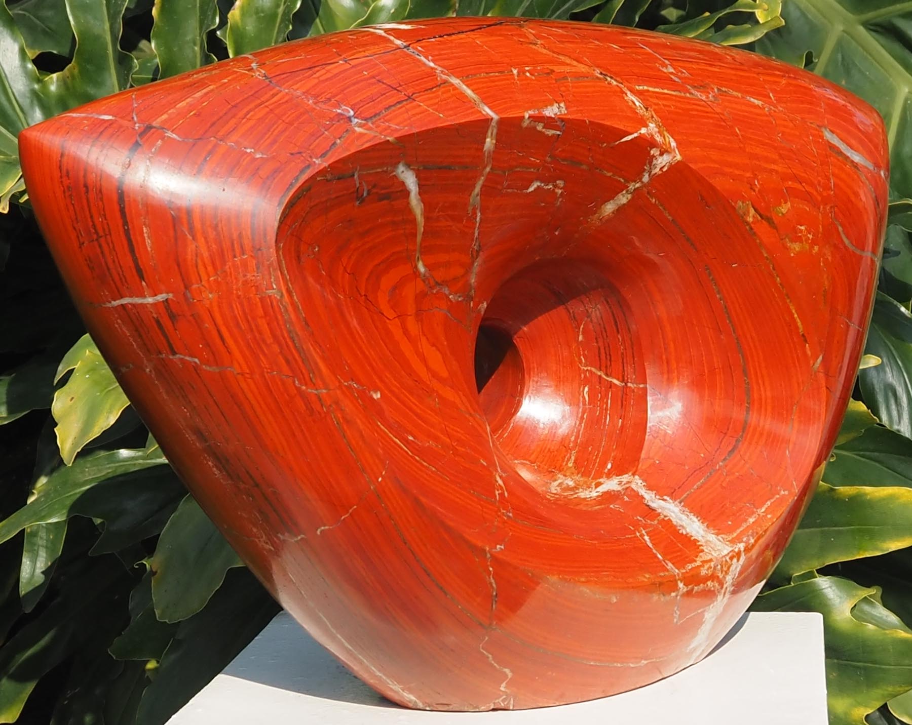 Semi-precious red stone sculpture abstract - Vision by Michael Gwaravaza - front left