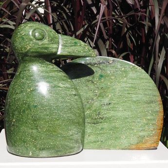 Bird stone carving sculpture - Stretching My Wing by Peter Chidzonga - main image