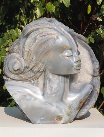 Beautiful woman stone sculpture - King's Wife by Rufaro Murenza - main image