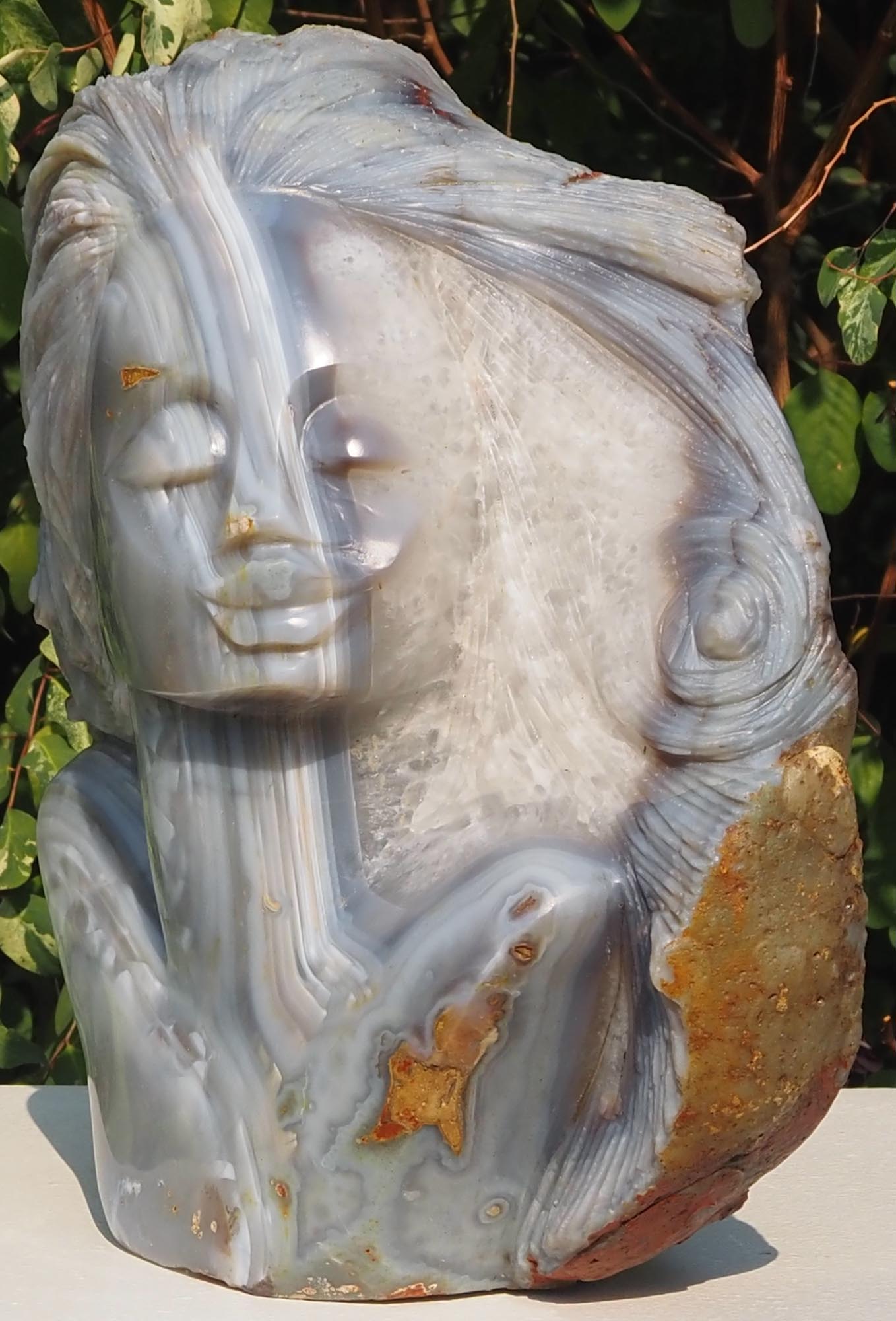 Beautiful woman stone sculpture - King's Wife by Rufaro Murenza - front right