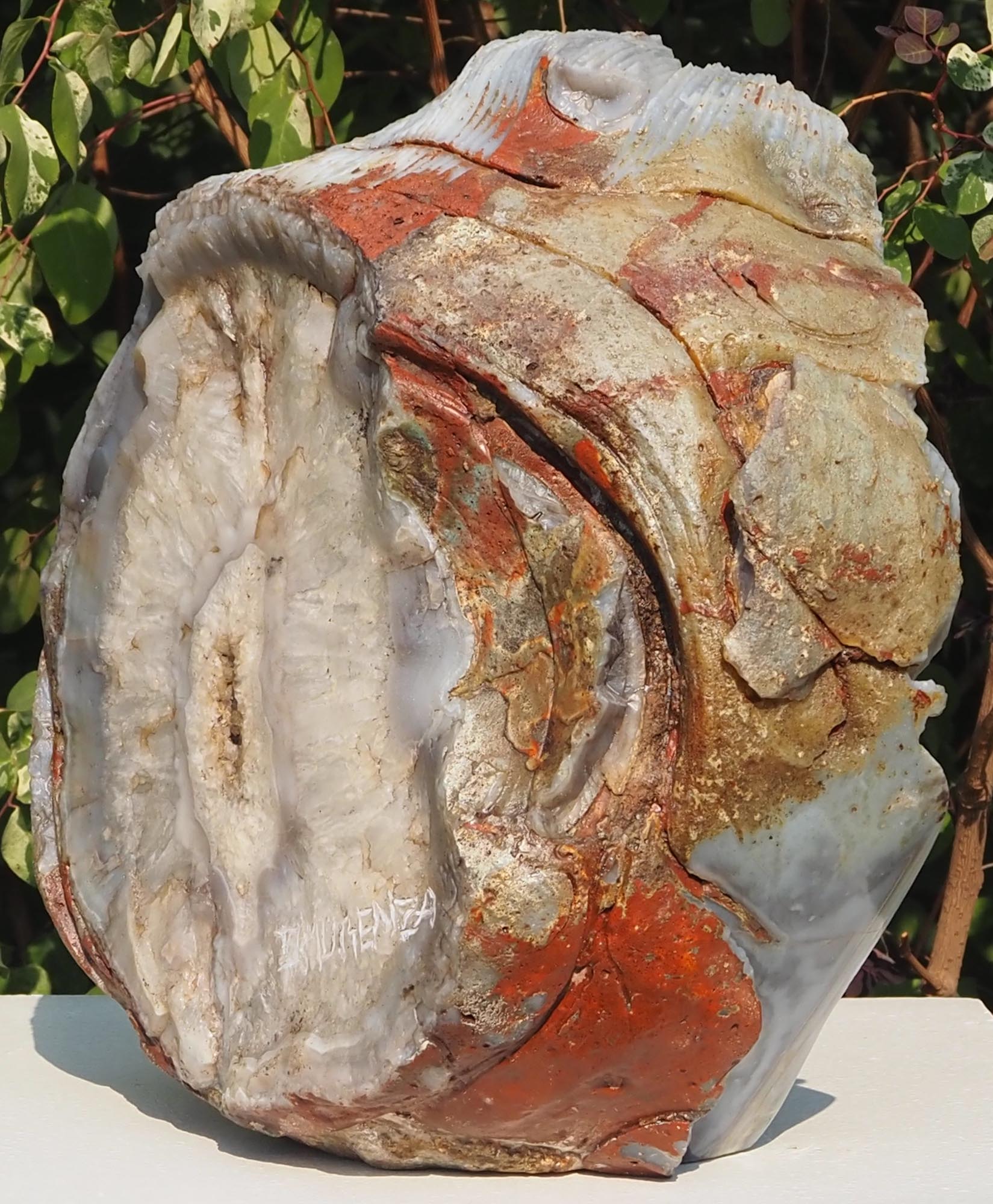 Beautiful woman stone sculpture - King's Wife by Rufaro Murenza - back right