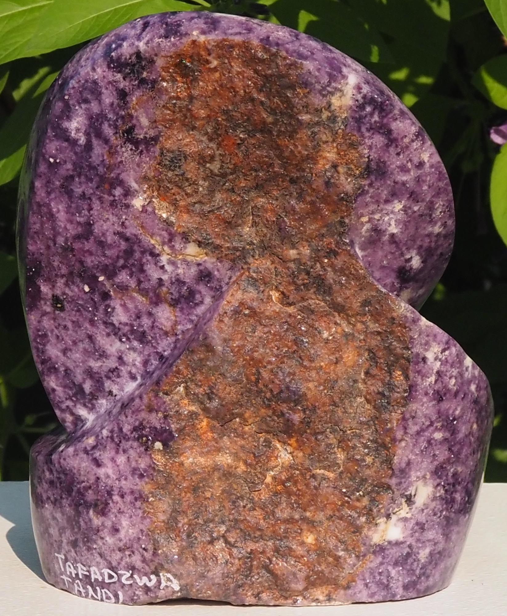 Purple stone sculpture goth art - Tender Touch by Tafadzwa Tandi - back