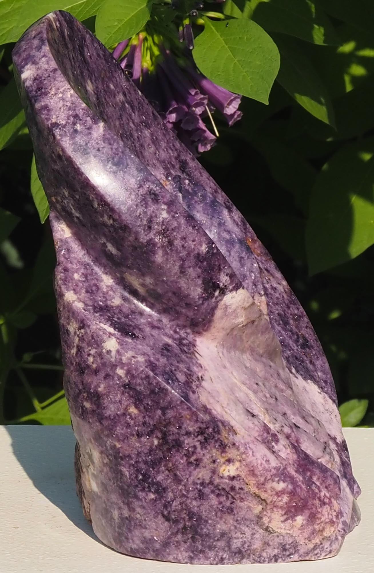 Purple stone sculpture goth art - Tender Touch by Tafadzwa Tandi - left side