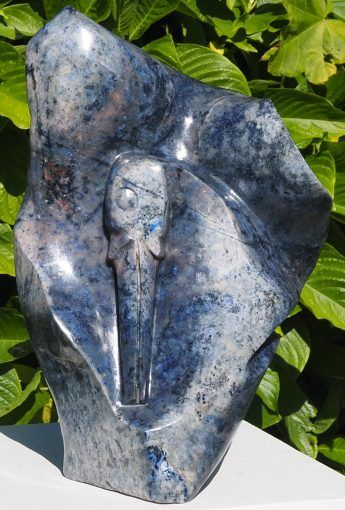 Blue bird semi-precious stone sculpture - Feels Like Love by Tago Tazvitya - main image