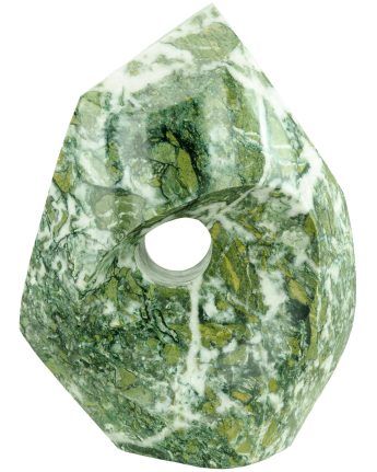 Green stone original art sculpture carved - Secret Refuge by Tendai Gwaravaza - front