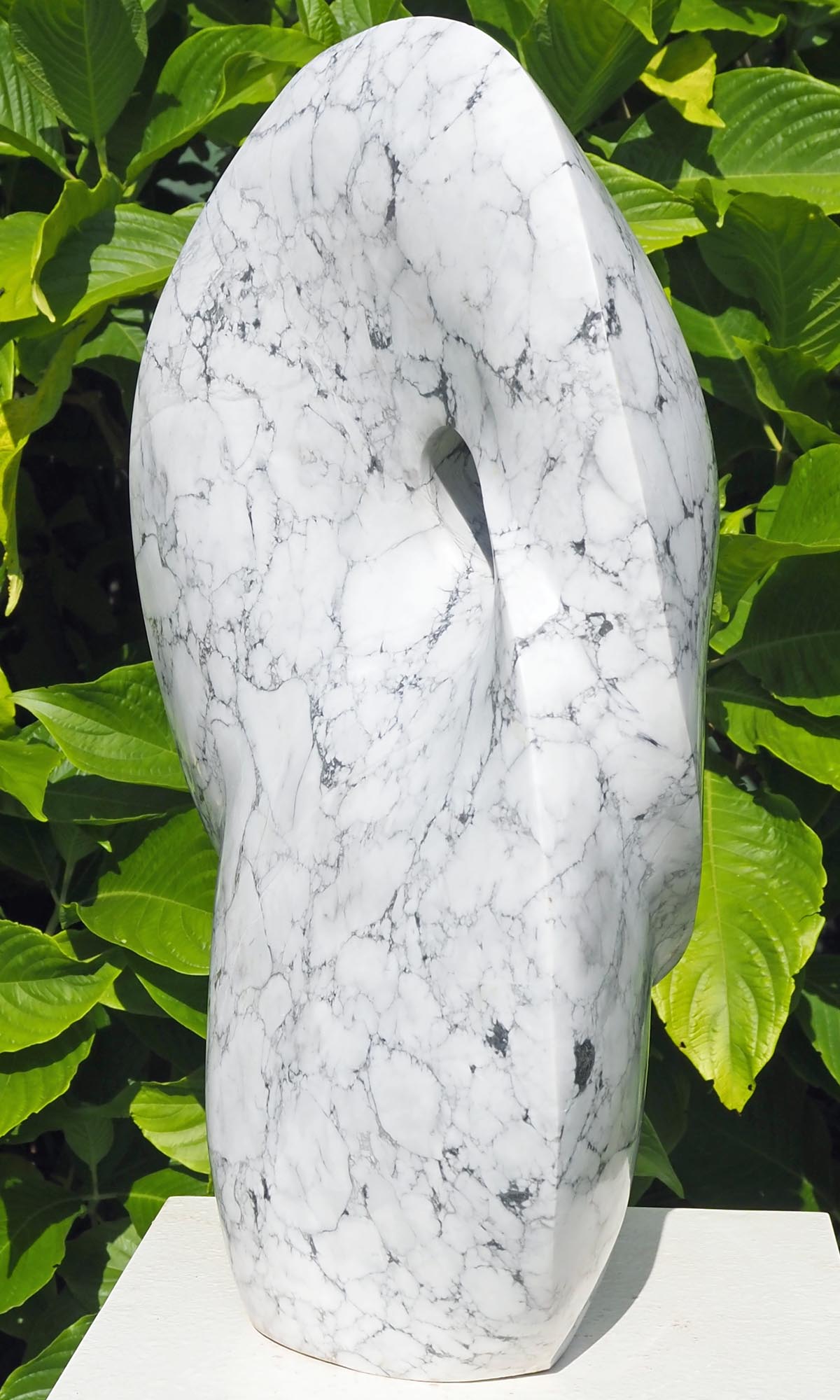 Original contemporary African stone sculpture art - Full Of Ideas by Tendai Gwaravaza - back right