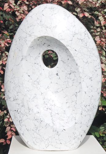 Unique stone sculpture art organic white - Calmness by Tendai Gwaravaza - front