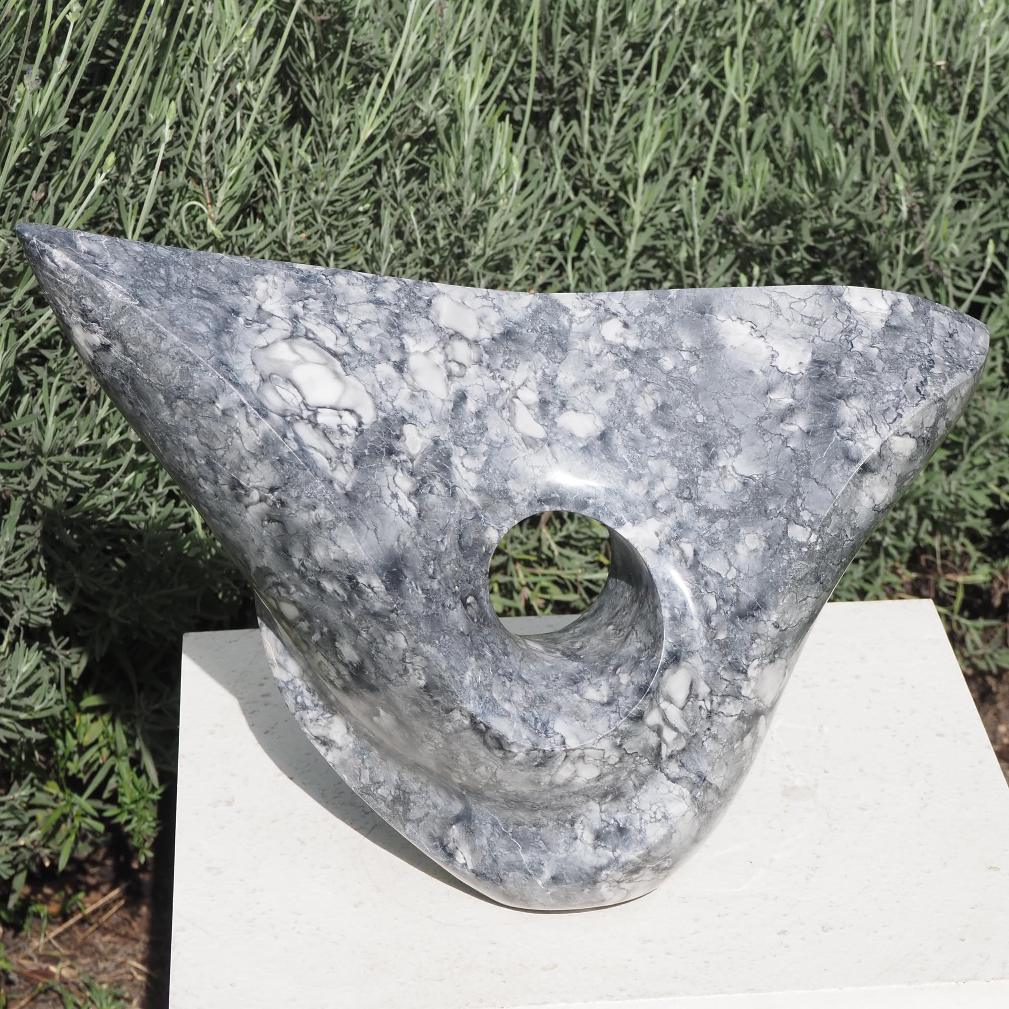 Grey stone organic art - Jovial Mood by Tendai Gwaravaza - front from above