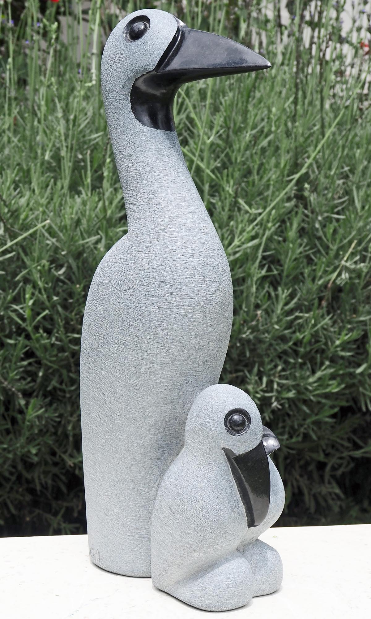 Mother and baby birds stone carving sculpture - First Brood by Peter Chidzonga - front left