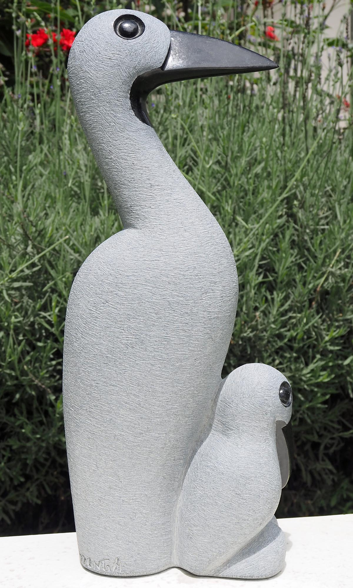 Mother and baby birds stone carving sculpture - First Brood by Peter Chidzonga - left side