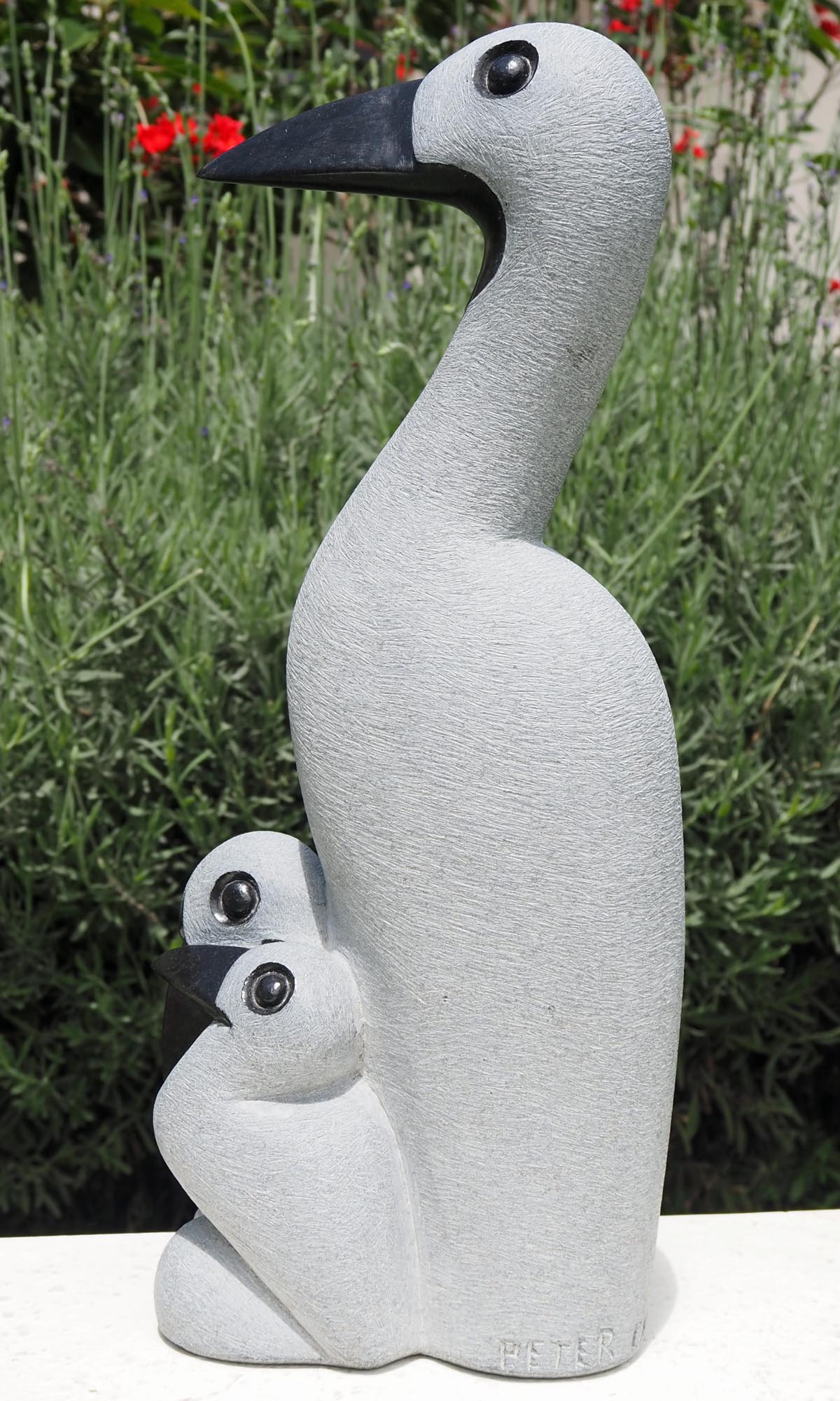 Mother and baby birds stone carving sculpture - First Brood by Peter Chidzonga - right side