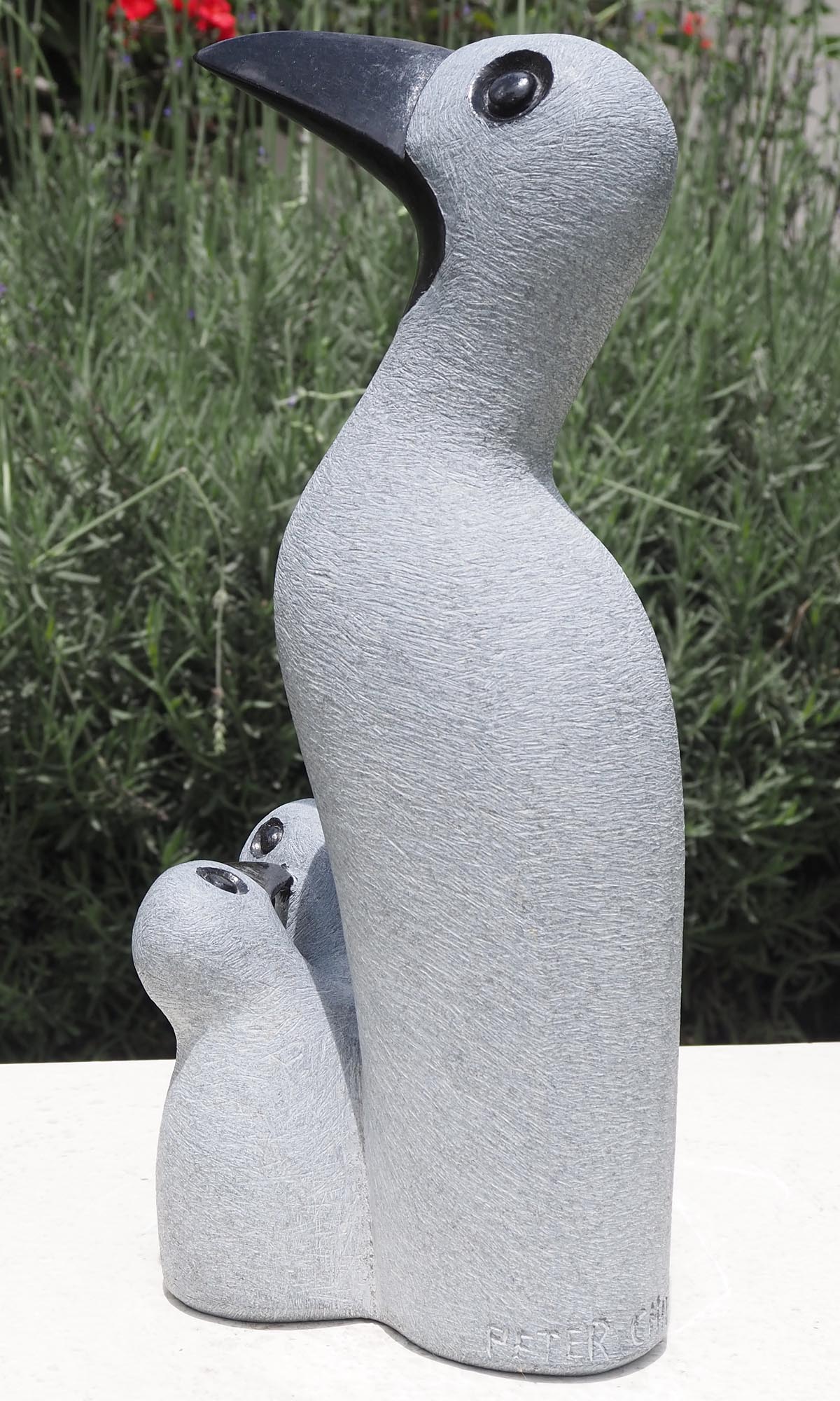 Birds stone carving sculpture - Mother's Love by Peter Chidzonga - back left