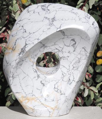 Original contemporary African stone sculpture art - Full Of Ideas by Tendai Gwaravaza - front